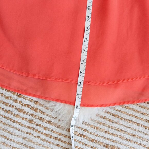 Torrid Top Sz 0 / 0X Coral Chiffon Tiered Layers Crochet Scoopneck Sleeveless - Picture 7 of 7